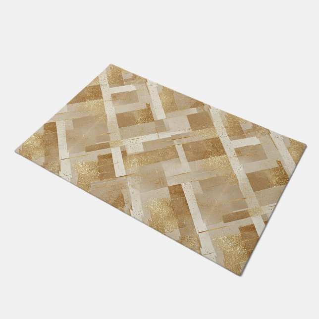 Abstract Goud Geometrisch Patroon met Metallic Deurmat (Schuin)