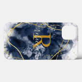 Abstract Goud Grijze Monogram Aangepaste Naam Scri Case-Mate iPhone Case (Achterkant (horizontaal))