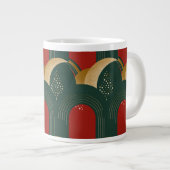 Abstract Goud Groen Rood Grote Koffiekop (Voorkant rechts)