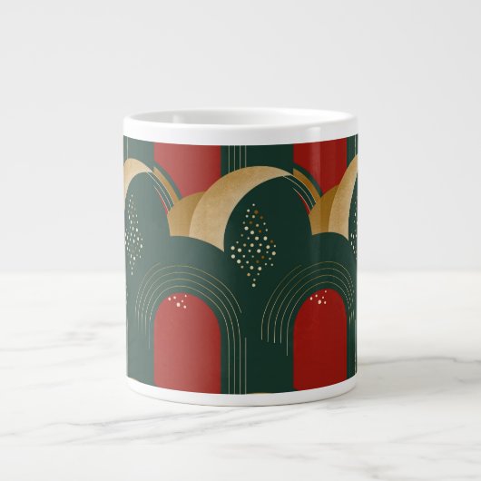 Abstract Goud Groen Rood Grote Koffiekop (Voorkant)