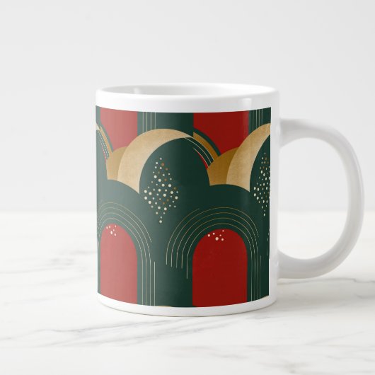 Abstract Goud Groen Rood Grote Koffiekop (Rechts)