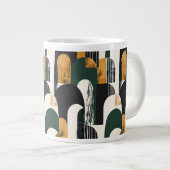 Abstract Goud Groen Zwart-Wit Grote Koffiekop (Voorkant rechts)