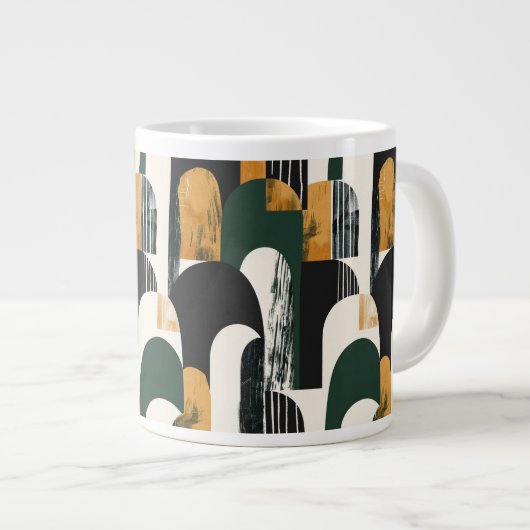 Abstract Goud Groen Zwart-Wit Grote Koffiekop (Voorkant rechts)