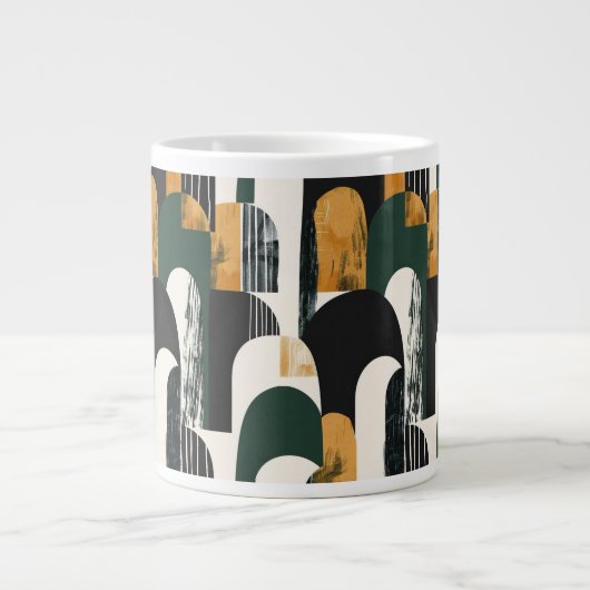 Abstract Goud Groen Zwart-Wit Grote Koffiekop (Voorkant)