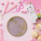 Abstract Goud Lila Paarse Glas Party VIP Papieren Bordje (Feest)