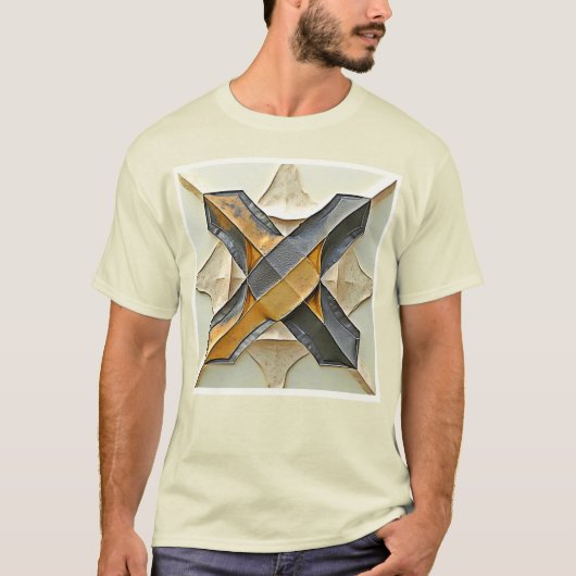 Abstract goud metaal ontwerp t-shirt (Voorkant)