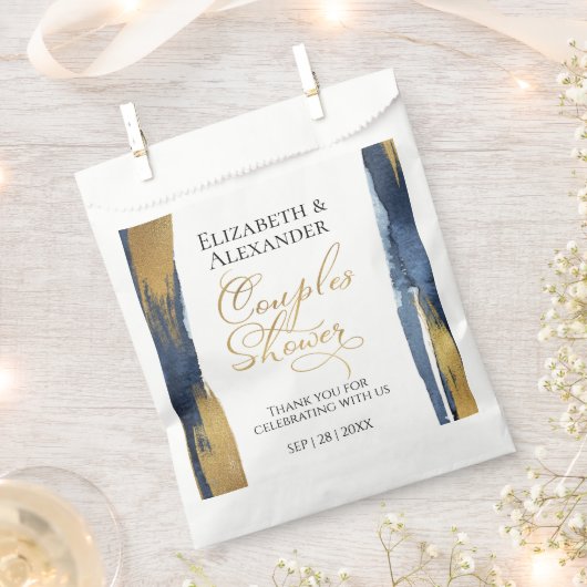 Abstract Goud Navy Blue Couples Shower Dank u Bedankzakje (Geknipt)