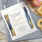 Abstract Goud Navy Blue Couples Shower Dank u Bedankzakje