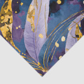 Abstract Goud Paarse en Blauwe bladeren Decoupage Tissuepapier (Detail)