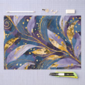 Abstract Goud Paarse en Blauwe bladeren Decoupage Tissuepapier (Craft)