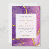 Abstract Goud Paarse Unieke Alles in Een QR Huweli Kaart (Voorkant)