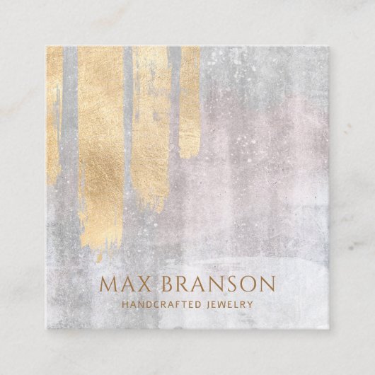 Abstract Goud Roze Sieraden Designer Vierkante Visitekaartje (Voorkant)