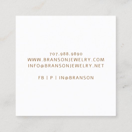 Abstract Goud Roze Sieraden Designer Vierkante Visitekaartje (Achterkant)