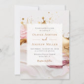 Abstract Goud Roze Uniek Alles in Een QR-bruiloft Kaart (Voorkant)