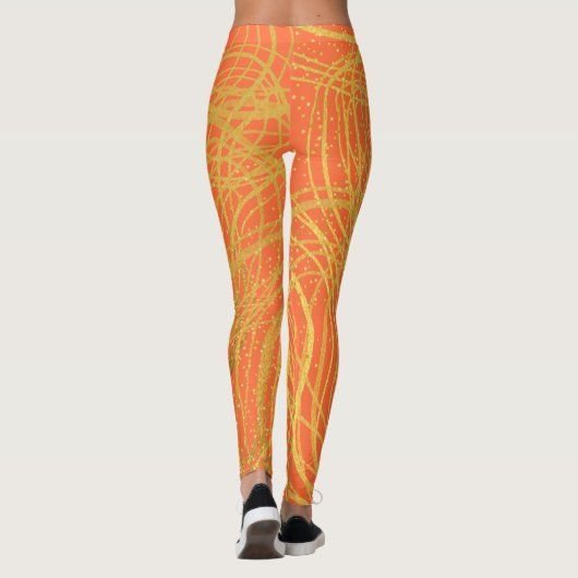 Abstract Goud Sinaasappel Leggings (Achterkant)