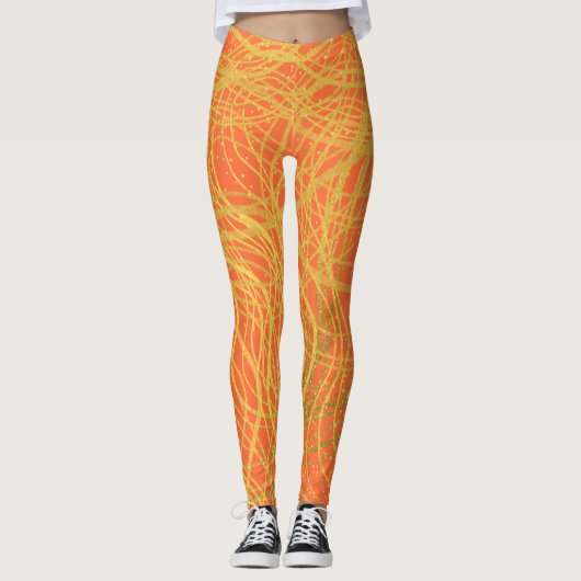 Abstract Goud Sinaasappel Leggings (Voorkant)