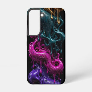 Abstract Goud Teal Magenta Paars Oranje Samsung Galaxy Hoesje