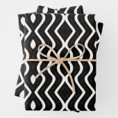 Abstract goud zwart en wit golvende strepen inpakpapier vel (In situ)