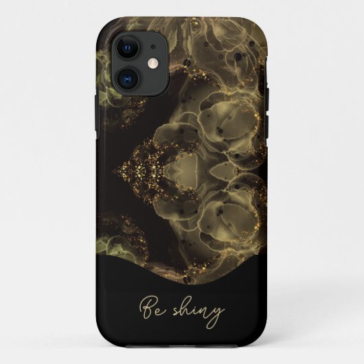 Abstract goud-zwart marmeren iPhone Case (Achterkant)
