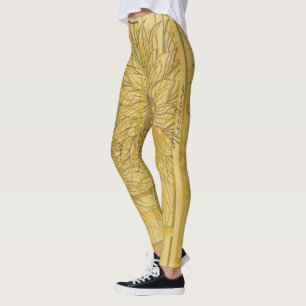Abstract goudbeige Floral Leggings