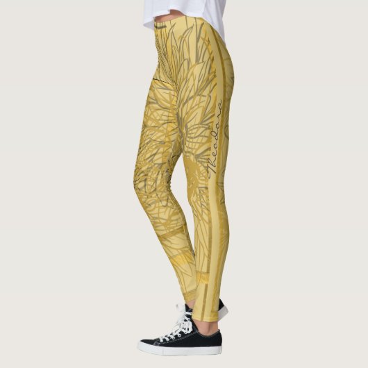 Abstract goudbeige Floral Leggings (Links)