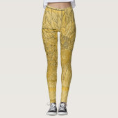 Abstract goudbeige Floral Leggings (Voorkant)