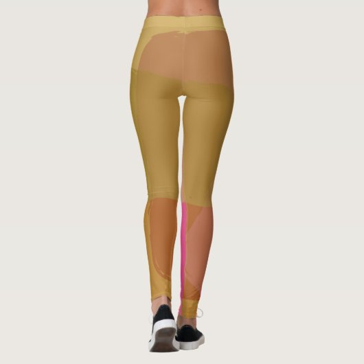 Abstract goudbeige roze leggings (Achterkant)