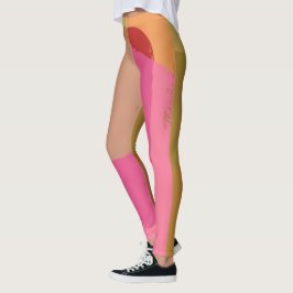 Abstract goudbeige roze leggings