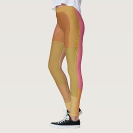 Abstract goudbeige roze leggings