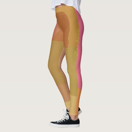 Abstract goudbeige roze leggings (Links)
