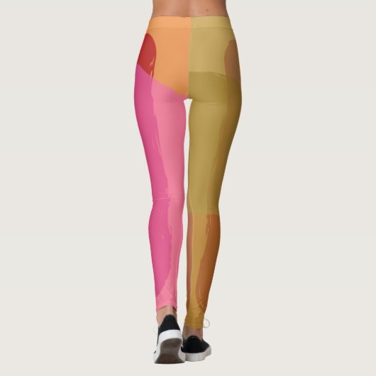 Abstract goudbeige roze patroon leggings (Achterkant)