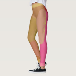 Abstract goudbeige roze patroon leggings