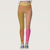 Abstract goudbeige roze patroon leggings (Voorkant)