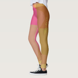 Abstract goudbeige roze patroon leggings