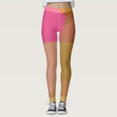 Abstract goudbeige roze patroon leggings (Voorkant)