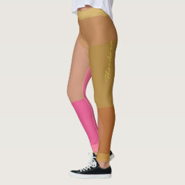 Abstract goudbeige roze patroon leggings