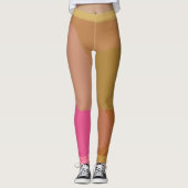 Abstract goudbeige roze patroon leggings (Voorkant)