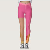 Abstract goudbeige roze patroon leggings (Voorkant)