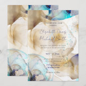 Abstract goudblauwe vloeibare kunstschildering kaart (Voorkant / Achterkant)