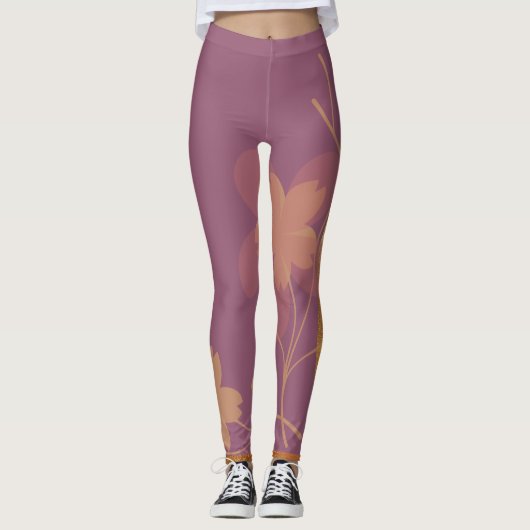 Abstract goudbloem leggings (Voorkant)