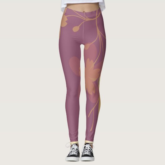 Abstract goudbloem leggings (Voorkant)