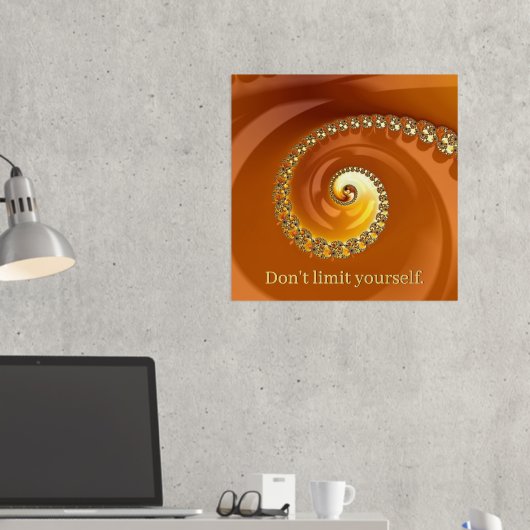 Abstract goudbollen Oranje fractal met citaat Folie Afdrukken (Insitu (Desk 2))