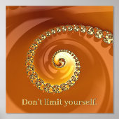 Abstract goudbollen Oranje fractal met citaat Folie Afdrukken (Voorkant)