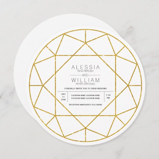 Abstract gouddiamantjuweel kaart (Voorkant / Achterkant)