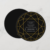 Abstract gouddiamantjuweel zwarte bruiloft kaart (Voorkant / Achterkant)