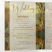 Abstract gouden blad bruiloft drieluik uitnodiging (Binnenzijde eerst)