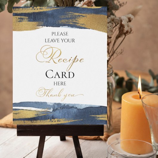 Abstract Gouden Blauwe Bruiloft Recept Kaarten Bor Poster