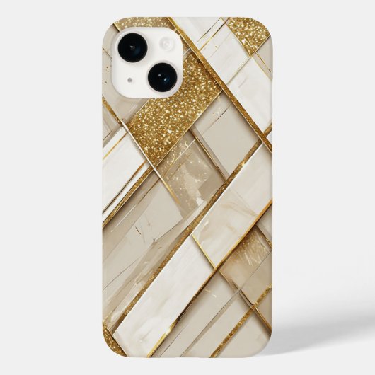 Abstract gouden en beige geometrisch patroon Case-Mate iPhone case (Achterkant)