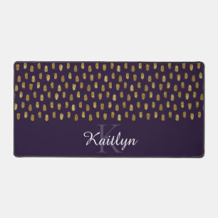 Abstract gouden en Paarse bureaumat met Monogram