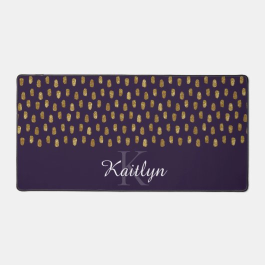 Abstract gouden en Paarse bureaumat met Monogram (Voorkant)